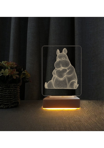 Kalpli Su Aygırı Tasarımlı Lamba 3d Led Masa Lambası Doğum Günü Hediyesi Lamba
