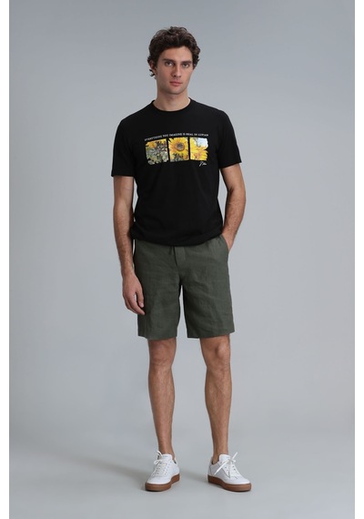 Lufian Erkek June Modern Grafik T-shirt 111020192 Siyah