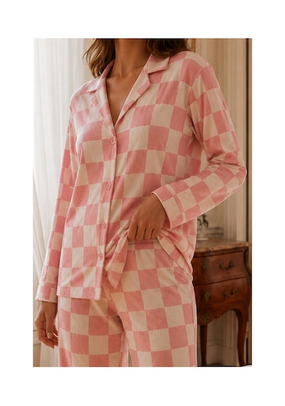 Fit Women Kadın Relax Fit Düğme Pembe Pijama Takımı