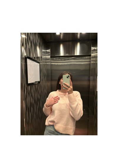 Maison Velora Kadın Pembe Bisiklet Yaka Oversize Basic Triko Kazak Pudra 923600247 Pudra