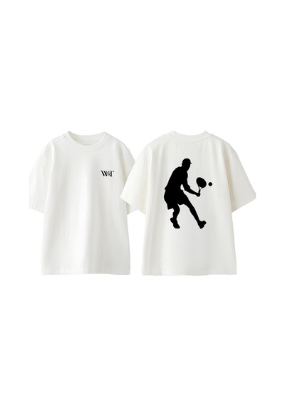 Thewert Tennis 6 Tasarım Sırt Baskılı Pamuk Beyaz Oversize T-shirt
