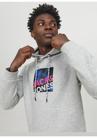 Jack & Jones Logo Baskılı Kapüşonlu Sweatshirt - Logan 12246994 Light Grey Melange Gri Jack & Jones Logo Baskılı Kapüşonlu Sweatshirt - Logan 12246994 Light Grey Melange Gri