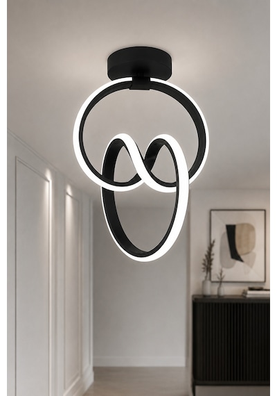 Evora Led Plafonyer Avize Beyaz Işık Siyah