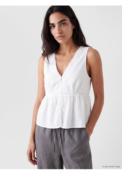 Lcw Vision Ekru V Yaka Dantel Detaylı Peplum Bluz