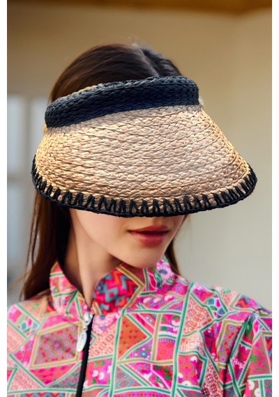Zigzag Biyeli Vizör Hasır Şapka Güneş Koruyucu Siperlik Rş-2104 Camel Camel