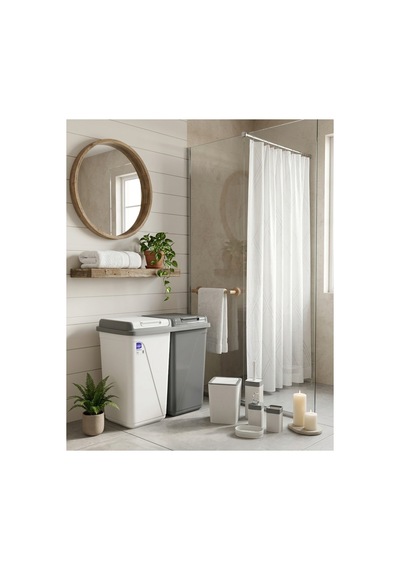 90 Lt Çift Bölmeli Kirli Çamaşır Sepeti Ve 5 Parça Premium Banyo Seti - Renkli Beyaz Ayrı Beyaz - 876111798 Beyaz
