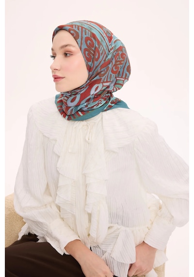 Silk Home Dört Mevsim Antik Motif Viskon Velora Eşarp 6420 Koyu Cam Göbeği