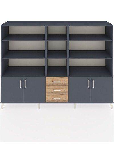 Hyperion Dolap 11 Raflı 3 Çekmeceli 4 Kapaklı 220x44x163 Antrasit Antrasit-antrasit/çam Hyperion Dolap 11 Raflı 3 Çekmeceli 4 Kapaklı 220x44x163 Antrasit Antrasit-antrasit/çam