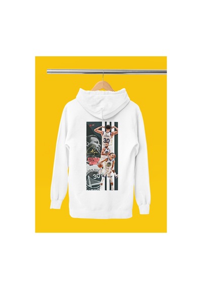 Stil X Stephen Curry Baskılı Kapüşonlu Sweatshırt Beyaz