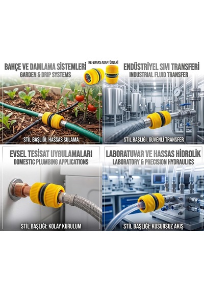 Profesyonel Hortum Adaptörü Eki Hızlı Bağlantı Aparatı - Sızdırmaz Çift Taraflı Bahçe Sulama Ve Evsel Tesisat Hortum Birleştirici Rekoru Sarı-siyah 10 X 2 X 10 Santimetre