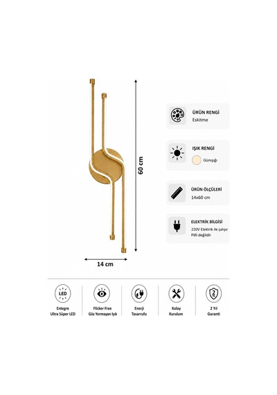 Armoni Modern Led Duvar Apliği Günışığı Eskitme