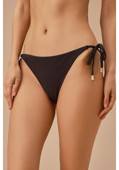 Suwen Cora İnce Bağcıklı Dokulu Bikini Alt Sb25991920d920 Siyah