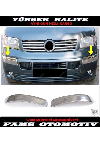 Vw T5 Transporter Krom Tampon Kaşı 2 Parça 2003-2010 Paslanmaz...