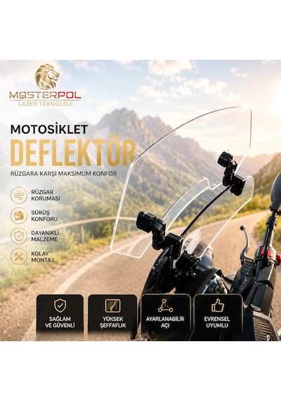 Sym Uyumlu Deflektör Rüzgar Saptırıcı Siperlik Şeffaf Motor Camı Cam Uzatma Model 1