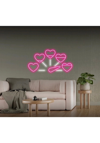Kalpli Hız Göstergesi Şekilli Neon Tabela Pembe