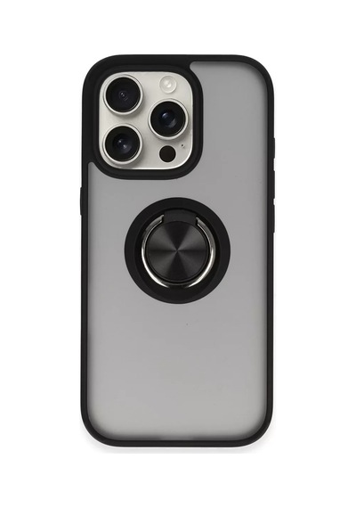 Newface Apple İphone 16 Pro Max Kılıf Montreal Yüzüklü Silikon Kapak - Siyah