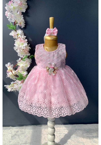 Mnk Baby & Kids Dantelli Kız Bebek Elbise Pnpn152 Pembe