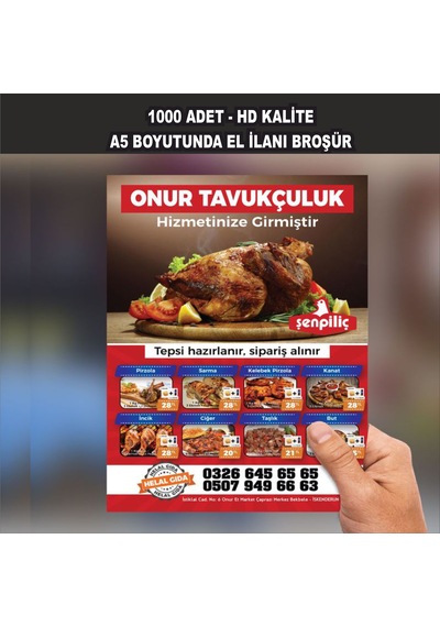 1000 Adet El İlanı / Broşür / Ücretsiz Tasarım / Tasarım Bizden