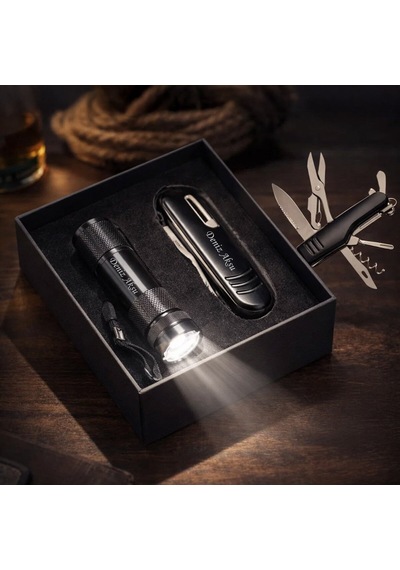 Bk Gift Kişiye Özel İsimli Siyah Çakı Led El Feneri Seti, Kamp Hediyesi Kobitmeyencom36366 Bk Gift