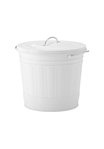 Knodd Çöp Kutusu 16 Litre, Çelik, Beyaz Renk Kapaklı Beyaz