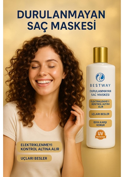 Bestwat Kıvırcık Ve Permalı Saçlar İçin Durulanmayan Saç Maskesi