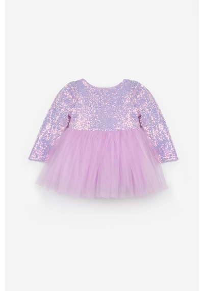 Le Mabelle Lila Pullu Uzun Kollu Kız Bebek Elbise - Berry Lila