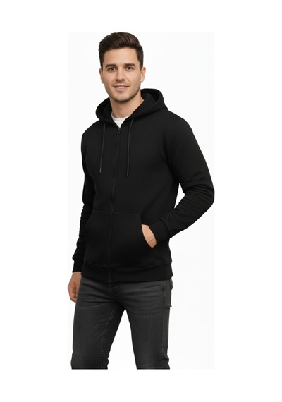Dynamo Erkek Büyük Beden Kapüşonlu Fermuarlı Sweatshirt 6549 Bgl-st05012 Siyah