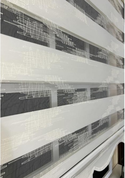 Storburada Zebra Stor Nakışlı Ekru Etek Dilimli St 124 Ekru