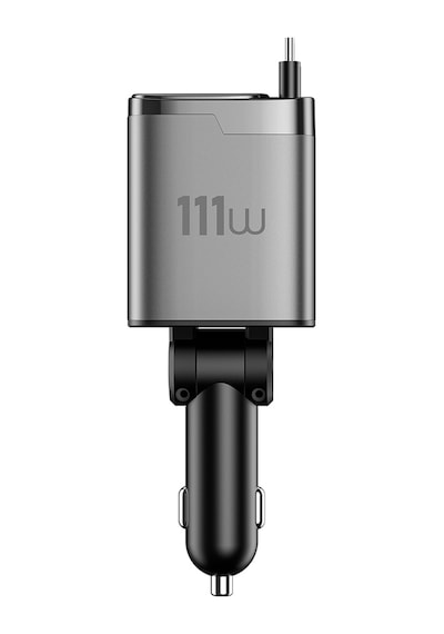 Wiwu Wi-cc034 Type-c + Usb-a Hızlı Şarj Özellikli Gan Teknolojili Kablolu Araç Şarj Aleti 111w Gri