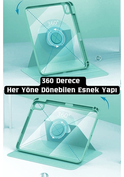 Apple Uyumlu iPad Air 11 İnç 2024 M2 Çipli 6.nesil 360 Dönebilen Standlı Pino Tablet Kılıfı