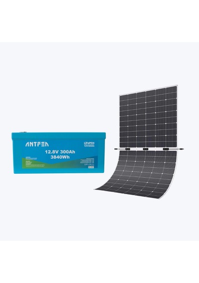Antfea 12.8v 300ah Abs Lityum Akü Akıllı Ekran Bluetooth Lifepo4 + Antfea 350w Esnek Güneş Paneli