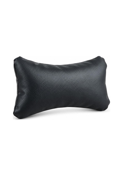 Ergonomik Oto Boyun Yastığı - Sürüş Destek Ve Yolculuk Yastığı 2 Adet - Suni Deri Fermuarlı - Lastikli Pratik Montaj Siyah