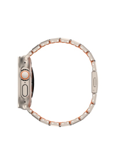 Watch 44mm Uyumlu Mohseven İwatch Titancore No.1 Metal Kordon Titanyum - Turuncu