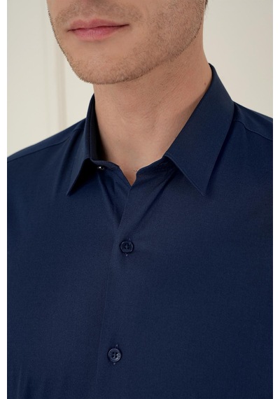 Efor Slim Fit Pamuk Uzun Kol Klasik Lacivert Gömlek Gk 745 Lacivert