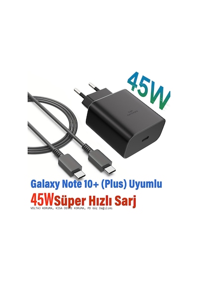Samsung Galaxy Note 10+ Plus Uyumlu 45w Şarj Aleti Kablosu Hızlı Şarj 45w