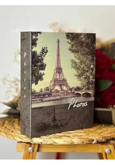 Fotoğraf Albümü 10x15cm 200 Lük Renkli Eyfel Kulesi Desenli Anı Albümü