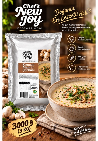 Chefs New Joy Kremalı Mantr Çorbası 3 KG Creamy Mushroom Soup Hazır Çorba