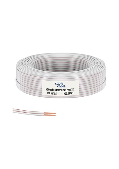 Kablo Kablo 2x0.22 Hoparlör Kablosu Kordon Beyaz 100mt Poke Pk-1160