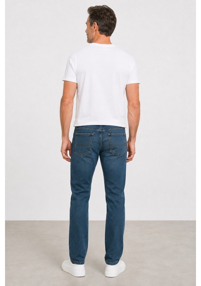 Bihan Store Erkek Slim Fit Esnek Denim Pantolon Dar Kesim Mc Clap 005-lacivert
