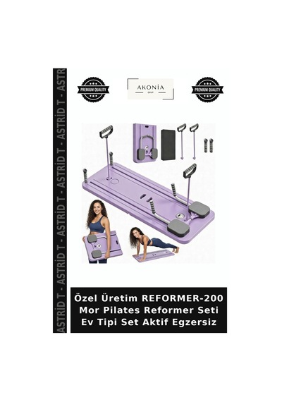 Özel Üretim Reformer-200 Mor Pilates Reformer Seti Ev Tipi Set Aktif Egzersiz