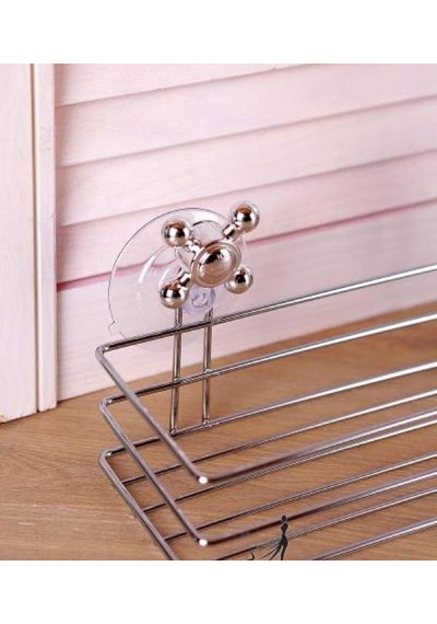 Banyo Organizeri - Çok Amaçlı Dörtgen Vantuzlu Gümüş
