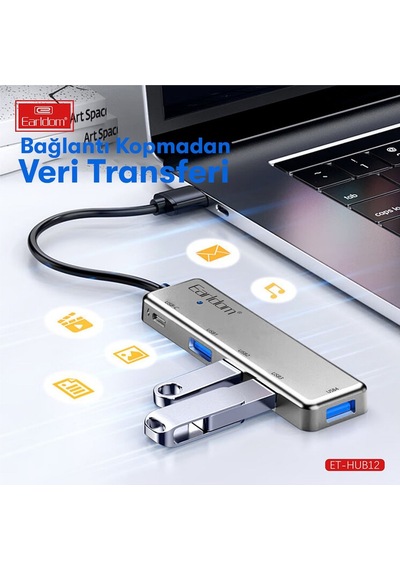 Earldom Hub12 Tak Çalıştır 40cm 4 Adet Usb 2.0 Ve 1 Adet Type M414