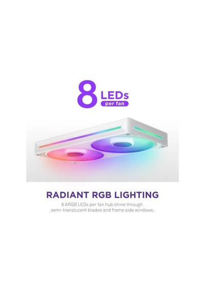 F240 Rgb Core Tek Çerçeve Fan Ünitesi, 240mm, 2x 120mm Rgb Fan Dahil, Hız Ve Aydınlatma Kontrolü, Yüksek Statik Basınç Ve Hava Akışı, 8 Argb Led, Beyaz