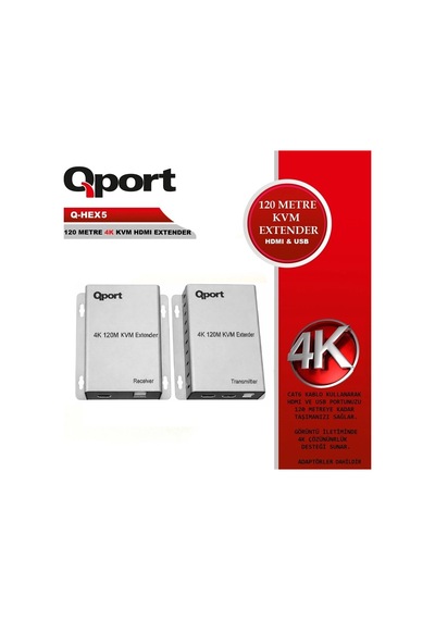 Qport Q-hex5 Kvm 4k Hdmı Extender Cat6 120m 2 Li Paket