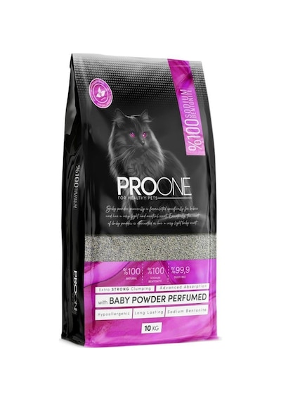 Pro One Hypoallergenic Bebek Pudrası Kokulu İnce Taneli Sodyum Bentonit Kedi Kumu 10 Kg