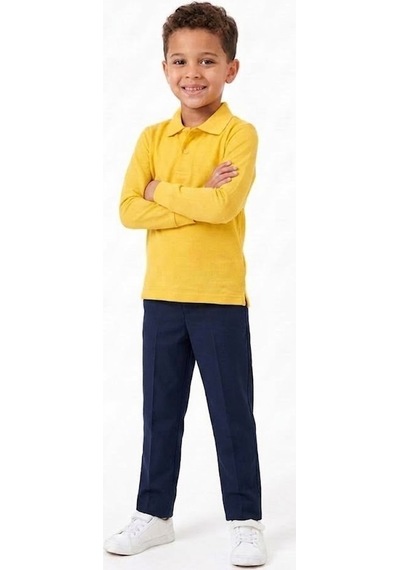 Nacar Store Unisex Çocuk Uzun Kollu Polo Yaka Lakost Okul Tişörtü Koyu Sarı