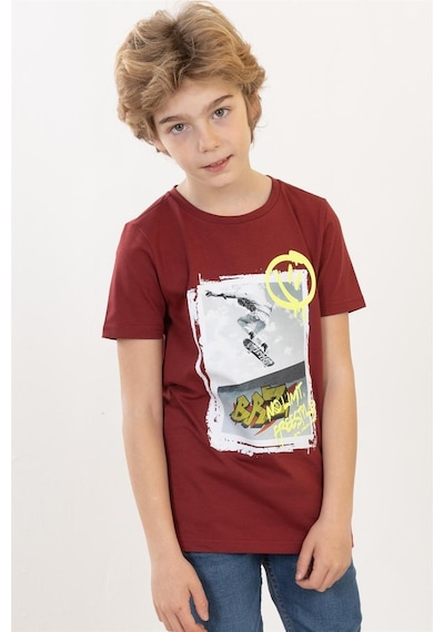 Brz Kıds Brz Kids Erkek Çocuk Baskılı Kısa Kollu T-shirt-bordo Bordo