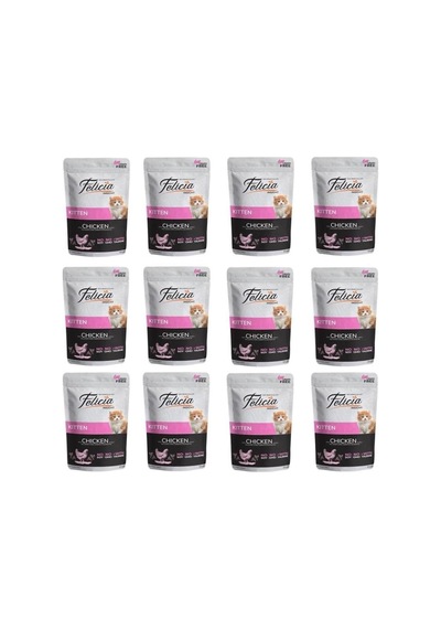 Pouch Yaş Kedi Maması, Tavuklu, Tahılsız, Yavru Kedi 12 X 85 Gr
