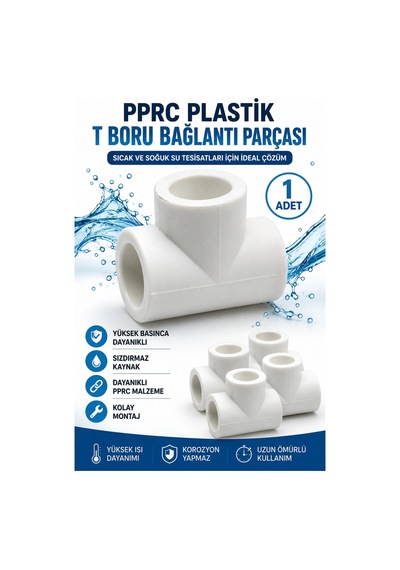20 Mm Pprc Plastik T Boru Eki Te Bağlantı Parçası Sıcak Soğuk Su Tesisatı İçin Sızdırmaz T Ek 1 Adet Çok Renkli
