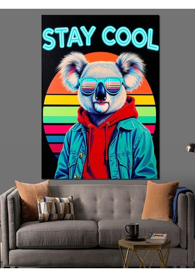 Gözlüklü Havalı Koala Posteri Dekoratif Kanvas - Mdf Ahşap Tablo